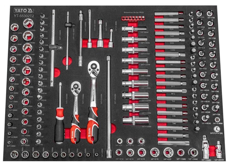Set Sockets Wrenches Torque 1/4 " and 3/8 " - 153 pcs YT-55302T2